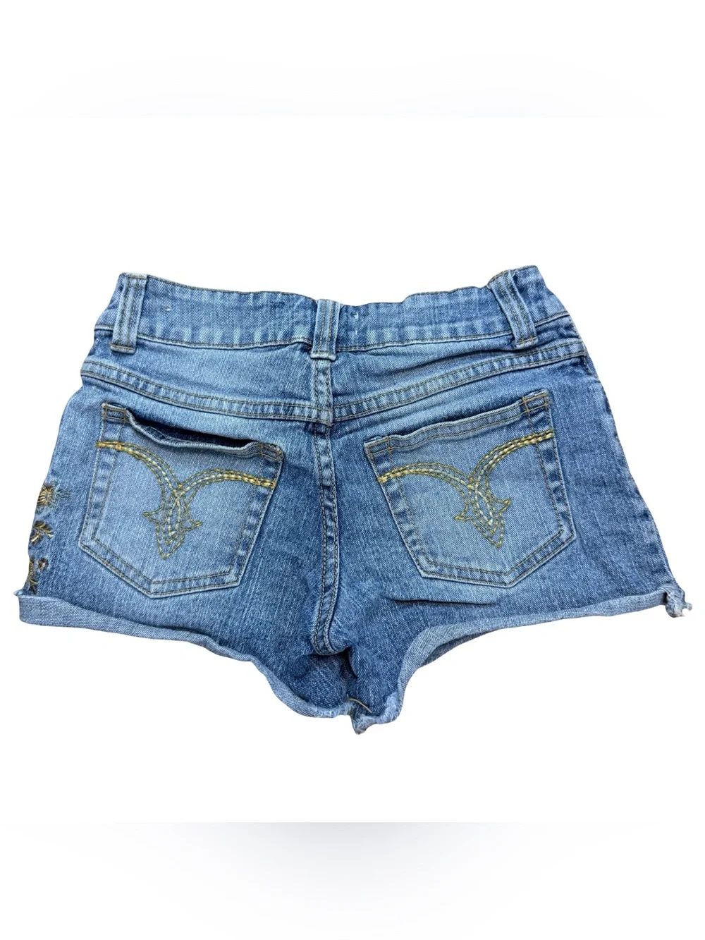 Vintage Y2K Women’s Bongo Embroidered Flower Cute Blue Jean Shorts Size 10